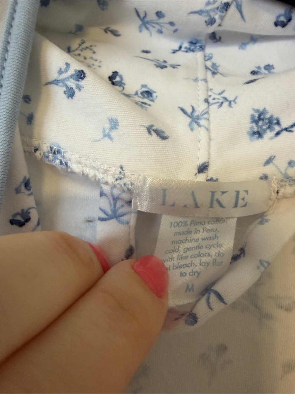 Lake Blue Floral Pima Cotton Robe Sz M - Picture 2 of 6